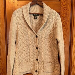 Eddie Bauer Tan Cable Knit Cardigan